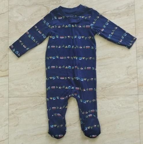 Navy Blue Breathable Skin Friendly Wrinkle Free Full Sleeve Cotton Romper 