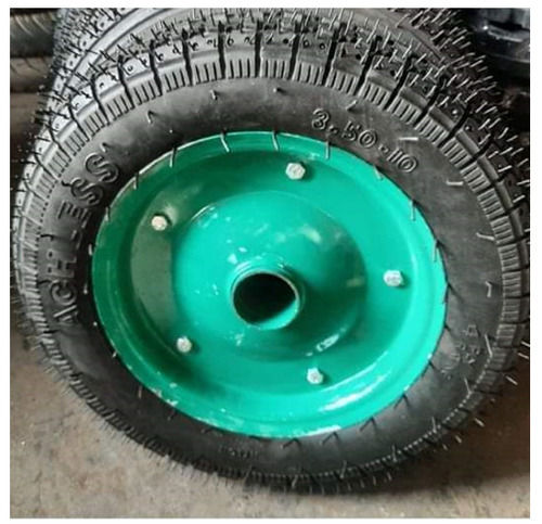 Trolley Tyre Made Of Solid Black Rubber Deep Tread Depth Mild Steel Rim Powder Coated 