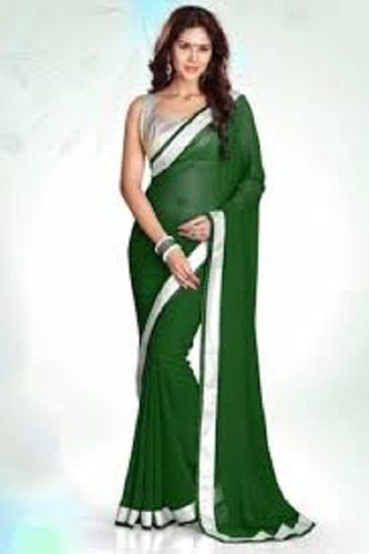 Embroidered Georgette Brasso Saree in Dark Teal Green : SFVA3581