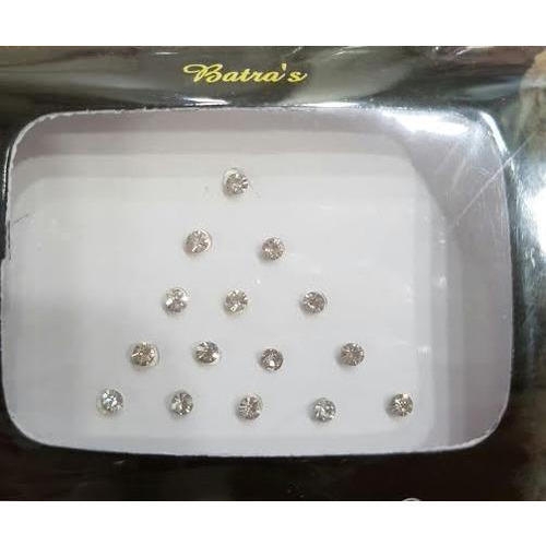 Women Lightweight Traditional Classic Round Shape White Stone Fancy Bindi  Application: Industrial