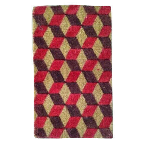 Red Adhesive-Protective Checks Pattern Jute Mbp Door Mat