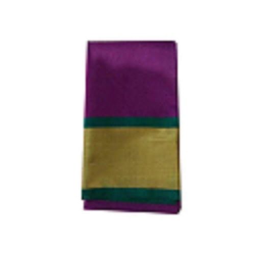 Purple Violet Plain Handloom Cotton Sarees For Ladies, Green Border