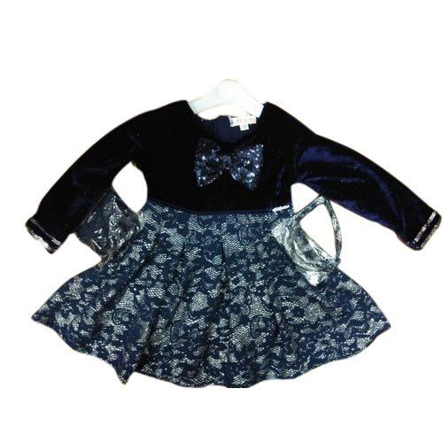 Black Party Wear Kids Fancy Cotton Frock 