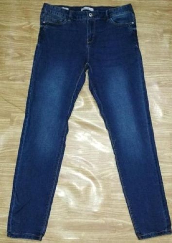 Ladies Pure Cotton Blue Color Highly Stretchable Blue Straight Denim Jeans