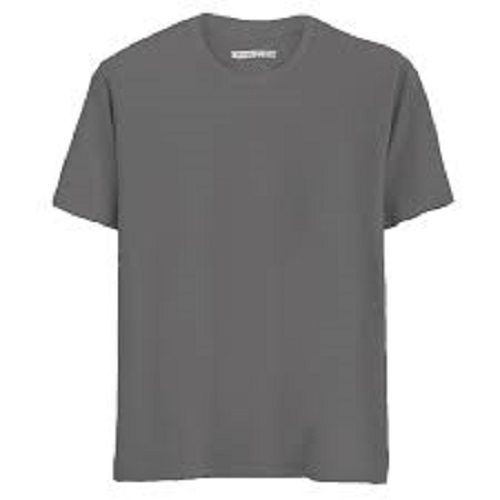 Man Short Sleeves Round Neck Breathable And Comfortable Plain Cotton Gray T-Shirt Gender: Boy