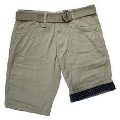 Green Men Casual Wear Breathable And Comfortable Plain Cotton Gray Short Capris