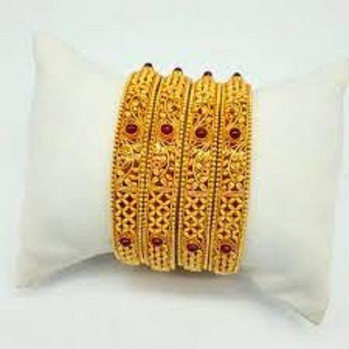  Gold Bangles And Fancy And Golden Colour Smooth Finish For Ladies