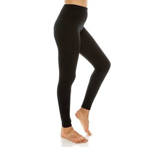 100% Cotton Plain Pattern Fit And Comfortable Solid Black Colour Ladies Legging