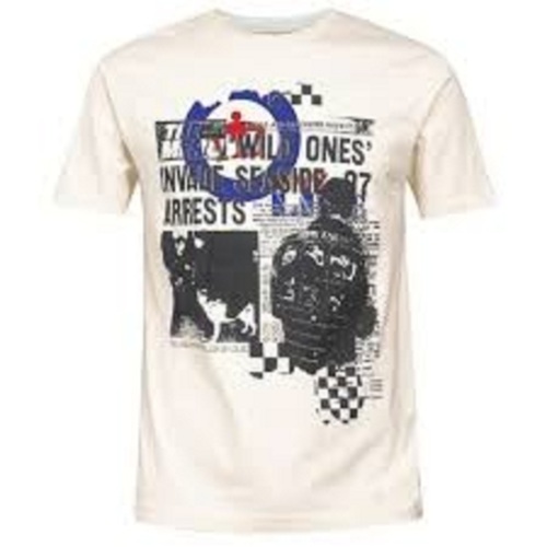 Cotton T-Shirt - White , O-Neck Half Sleeve Design with Breathable Printed Pattern