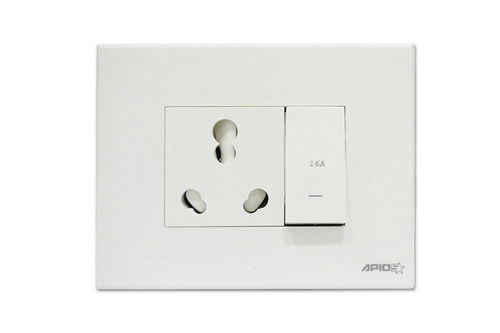 White Electrical Polycarbonate 3 Pin Socket Apios Star Switch For Home And Office