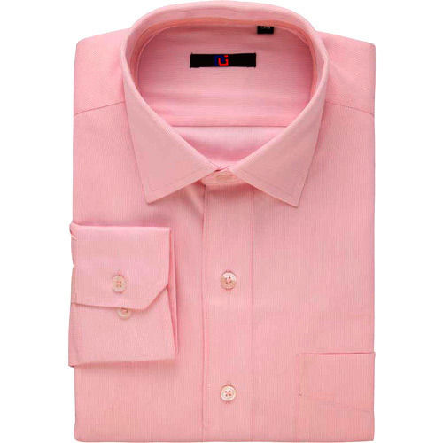 Full Sleeve Pink Plain Formal Shirts For Men