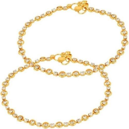 Gold Anklets And Golden White Colour And Fancy Smooth Finish For Ladies