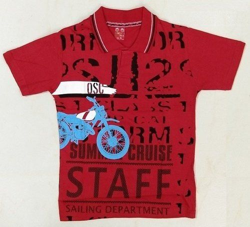  रेड ब्रीथेबल स्किन फ्रेंडली रिंकल फ़्री आरामदायक कैज़ुअल वियर कॉलर किड्स टी शर्ट 