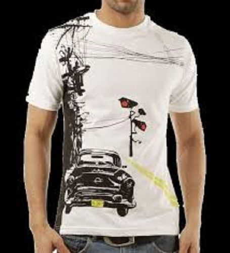 Cotton Smooth Comfortable And Breathable Light Weight White Printed T Shirts