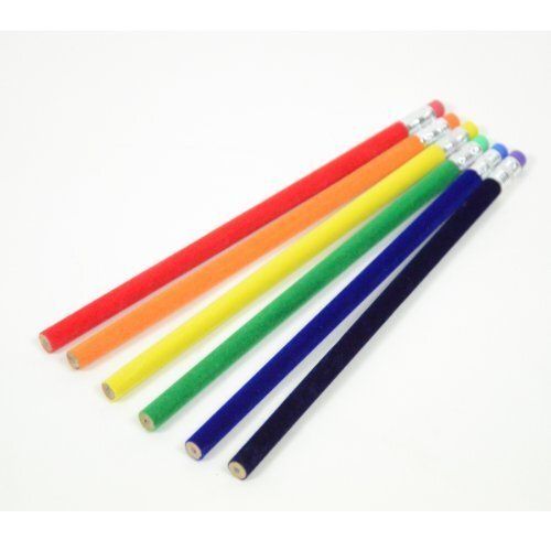 Gray Stationary Use Soft Plush Material Multicolor Fuzzy Velvet Pencils For Children