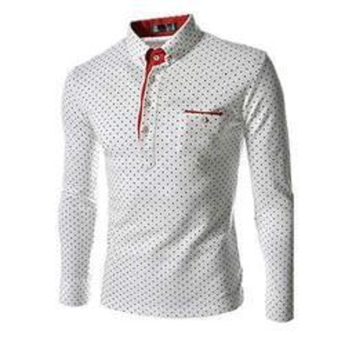 White Beautiful Full Sleeve And Skin Friendly Wrinkle Free Collar T-Shirts For Men - Cotton, Sizes [S-XXL], Grey, Long Sleeve, O-Neck Style | Versatile for Any Occasion, Sturdy & Stylish Design