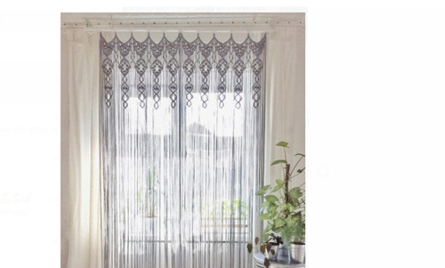 दरवाजे और कमरे के डिवाइडर के लिए 8 फीट आकार के सफेद मैक्रैम बुने हुए सूती पर्दे डिज़ाइन: फ़ारसी