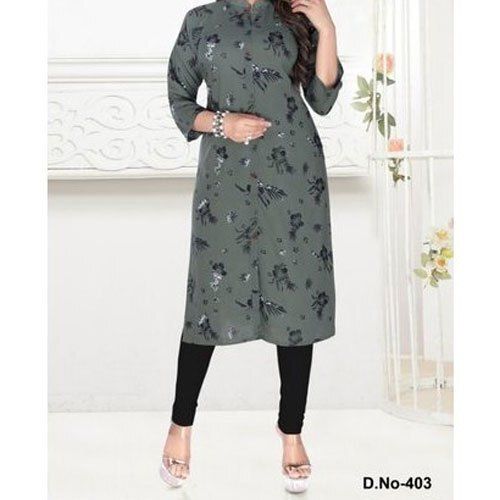 Gray Cotton Ladies Designer Kurti With Comfort For Causal And Party Wear