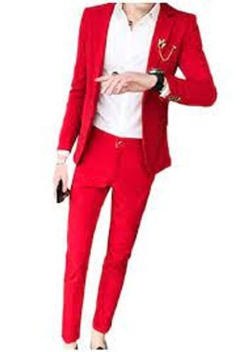 Dry Cleaning Men'S Casual Cotton Long Sleeve Red Blazer 