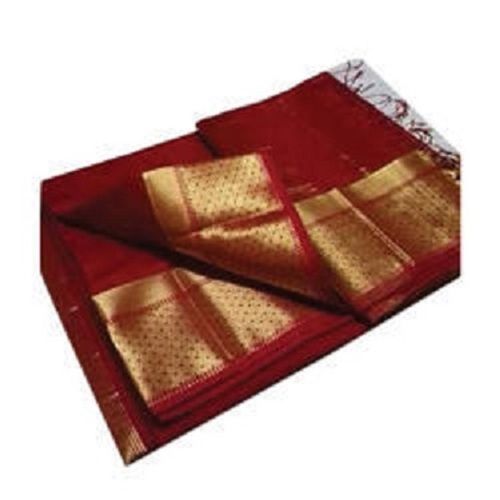 Party Wear Cotton Silk Maroon Golden Border Saree