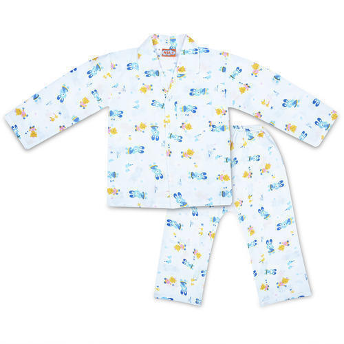 Summer Cotton Printed Kids Full Sleeves Night Suit