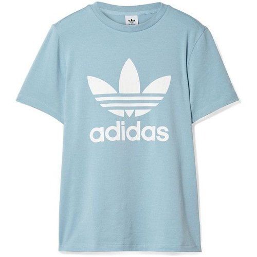 Blue Half Sleeve Round Neck Printed Adidas T Shirt For Ladies