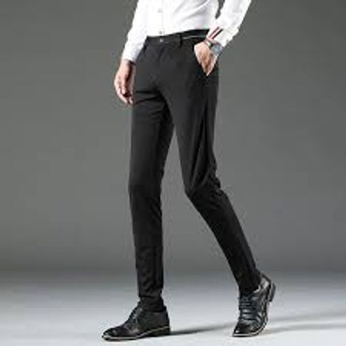 Mens Formal 4 way Stretch Trousers in Black Slim Fit