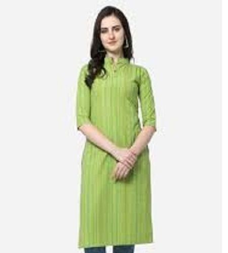 Colour Green Fancy Ladies Kurti With Comfortable Fit And Soft Fabric Decoration Material: Beads