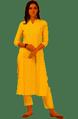 पहनने में आरामदायक महिलाओं के लिए पीला रेयॉन कुर्ता