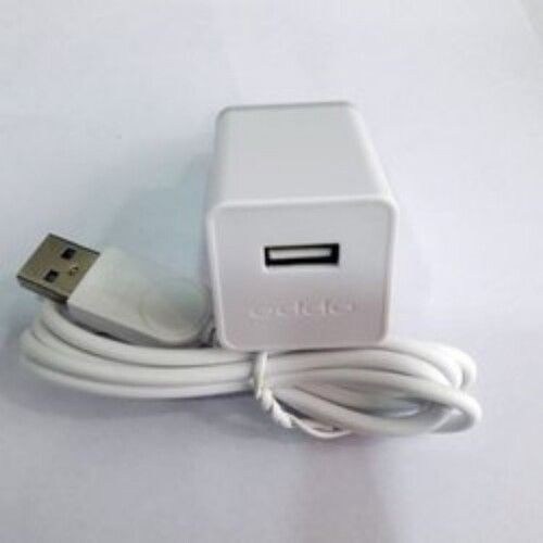 Oppo Mobile Charger With 3Amp Ampere , White Colour Body Material: Plastic