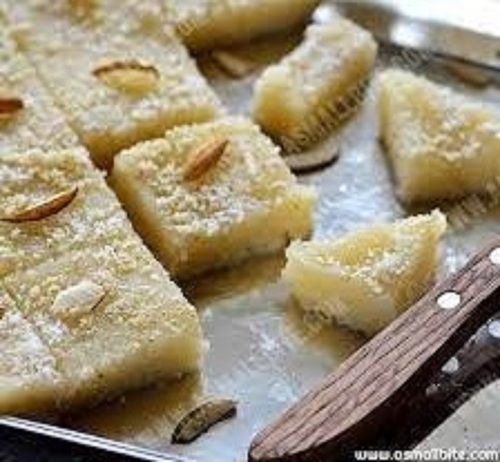 Yummy And Delicious Square Shaped Fresh Coconut Barfi Sweets
