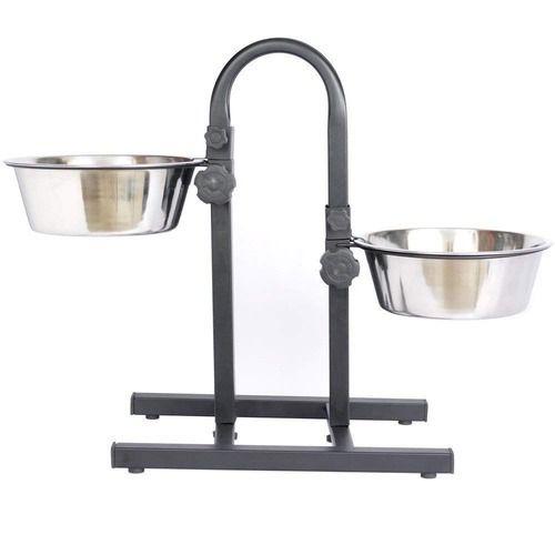 50 Cm Length 25 CM Width Easy To Carry Stainless Steel Two Bowl Dog Food Stand
