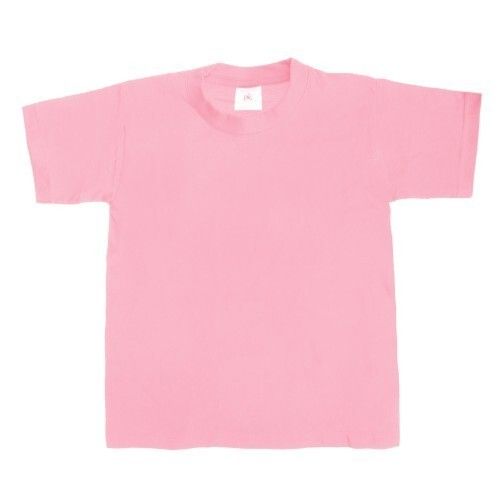 Pink Half Sleeve Round Neck Cotton T Shirts For Kids Size: Medium