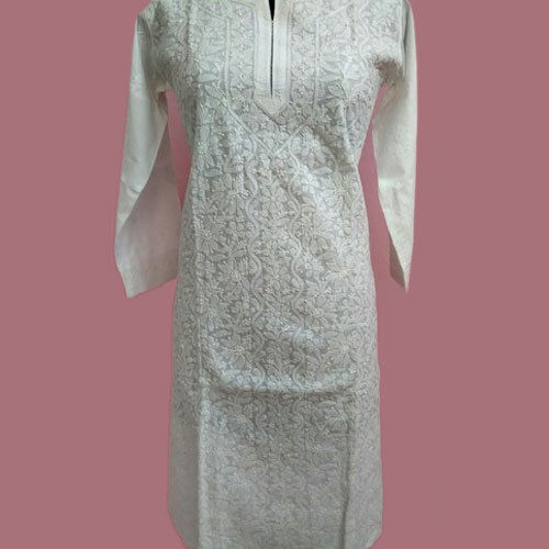 Simple Elegant And Stylish Look Gorgeous And Beautiful Chiffon Ankle Length Chikankari Cotton Kurti