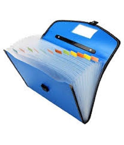 Plastic Expanding File Folder File Organizer With Handle And 12 Pockets - Blue Color