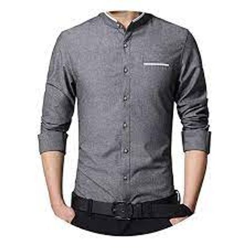 Men's Casual Long Sleeve Mandarin Collar Shirt