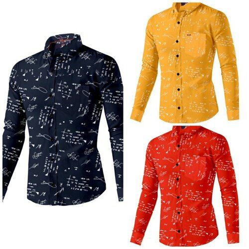 Printed Cotton Men's Floral Print Shirt, Full Or Long Sleeves, Normal Wash