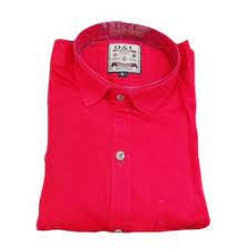 Red Full Sleeve and Collar Neck Cotton Shirts For Men