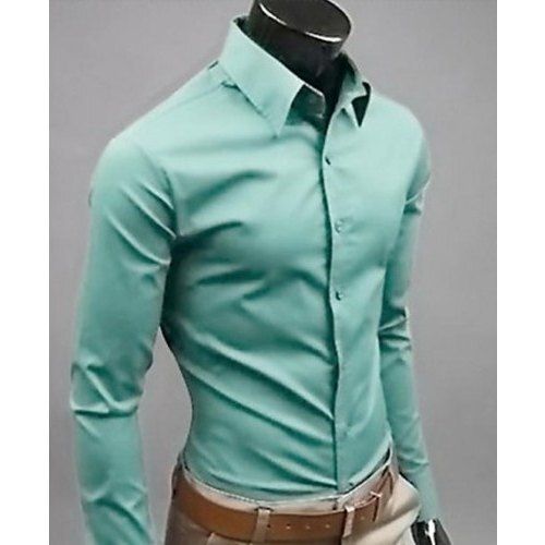 Simple And Stylish Look Comfortable To Wear Beautiful Collar Neck Plain Blue Cotton Shirt 