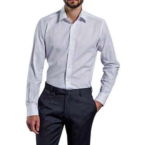 Simple And Stylish Look Modern Trendy Pure Cotton White Full Sleeve Plain Allen Solly Shirt For Men