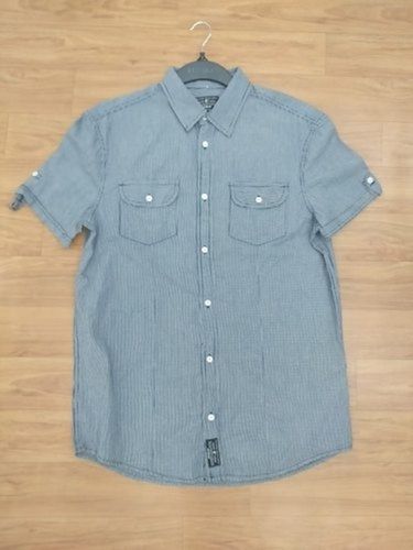 Simple And Stylish Look Strong Casual Wear Half Sleeve Grey Plain Cotton Shirt 