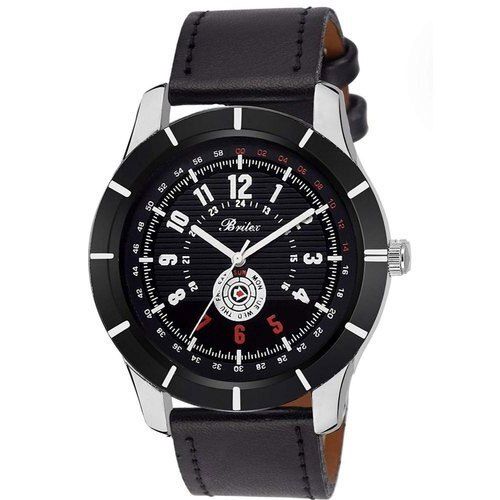 Black Men Designer Leather Strap Watch