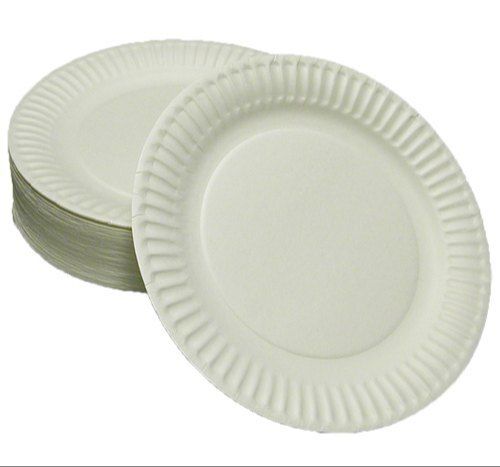 White Disposable Paper Plate Used For Parties Light Weight And Durable