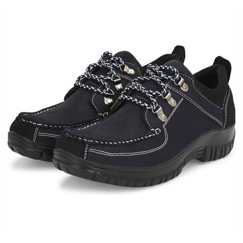 Anti-Static White Stitched Black Leather Men's Safety Shoe - Composite Toe, Leather Upper, Black | Foot Protection for Workplace Hazards, Enhanced Stability and Alignment