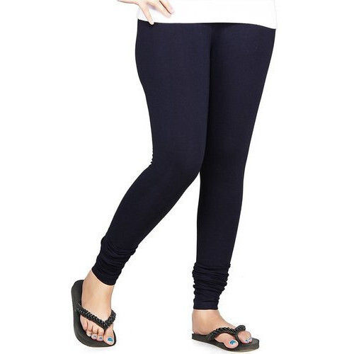 Straight Fit Comfortable Breathable Daily Wear Plain Black Cotton Knitted Leggings 