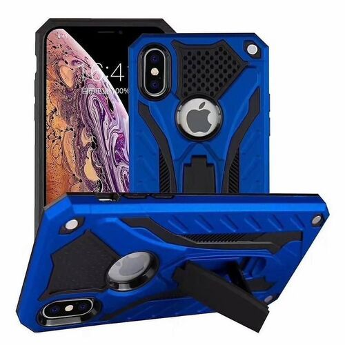 Black And Blue Armoured Iphone Back Cover For Mobile Phone Body Protection