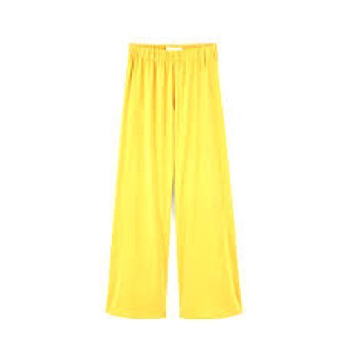 Cool Dry Casual Wear Comfortable And Skin Friendly Elastan Plain Yellow Plazzo For Women