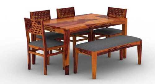 Indian Style Indoor Furniture Brown Wooden Traditional 6 Seater Dining Set  No Assembly Required