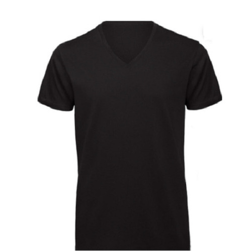 Black V Neck Half Sleeve Cotton Casual Wear T Shirts For Men Gender: Male