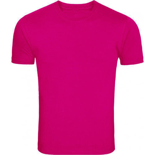Pink Round Neck Half Sleeve Plain Cotton Casual Wear T Shirts For Men Gender: Male